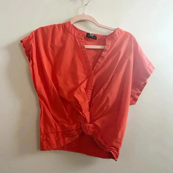 Evereve orange cropped knot blouse small - Picture 1 of 4